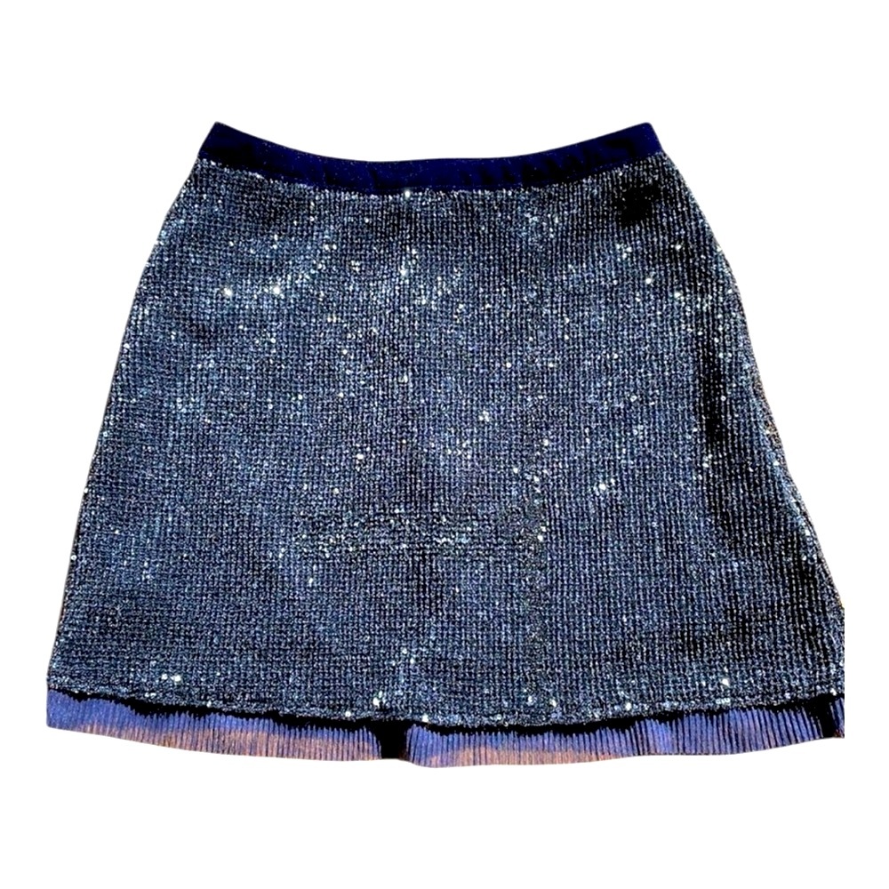 Free People Wild Child Blue Sequin Mini Skirt sz 2 - Picture 3 of 11